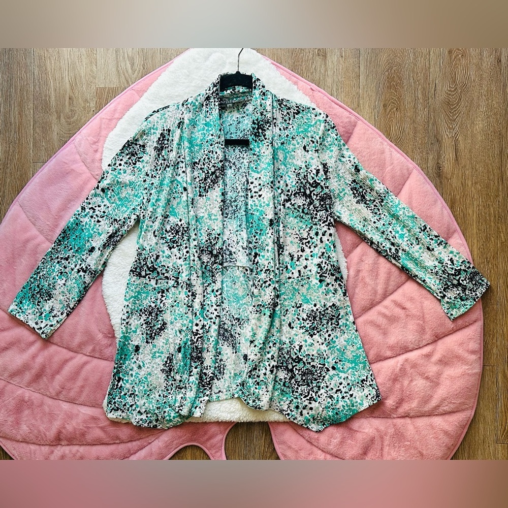 Kasper Floral Print Open Cardigan Size Medium
